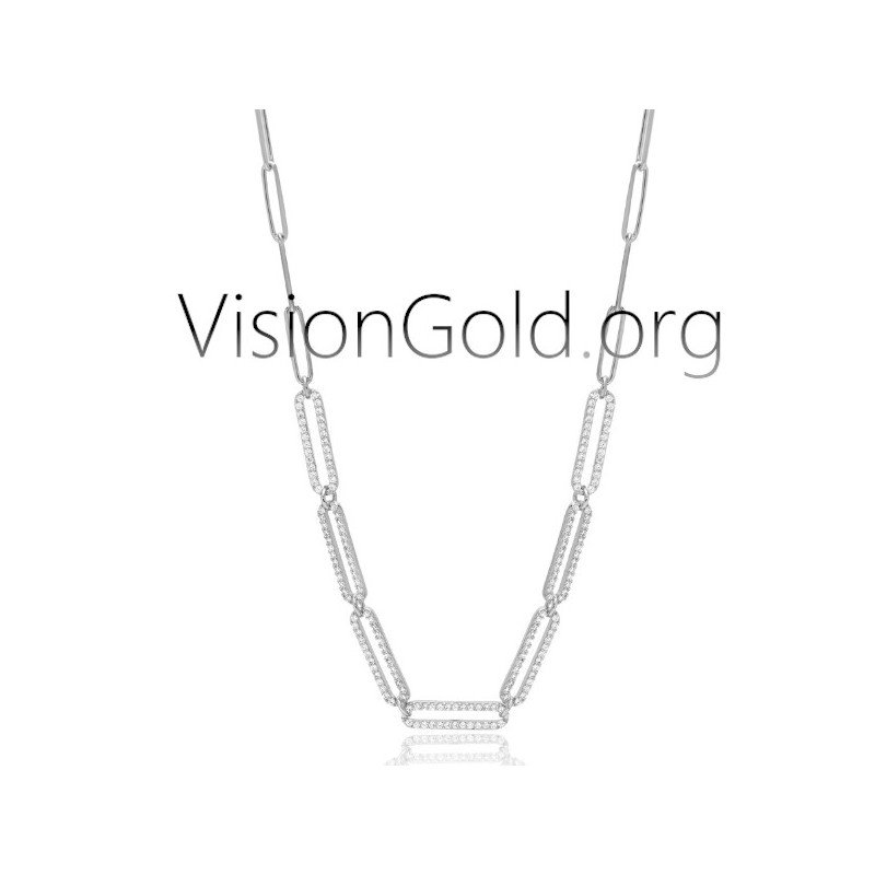 VisionGold.org® | Silberkette mit Zirkoniasteinen -