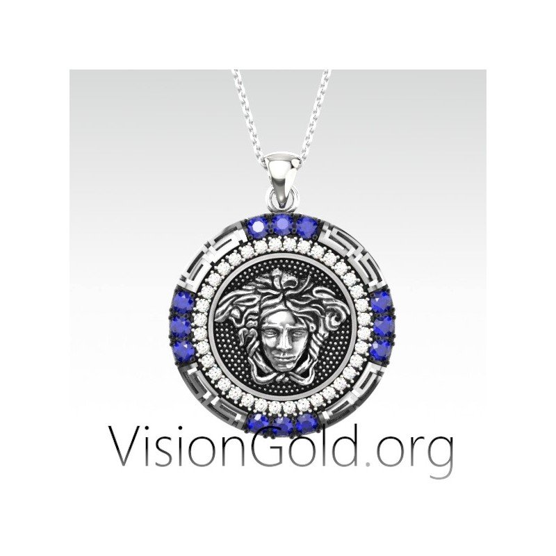 Medusa Necklace -Greek Mythology Jewelry-Medusa Coin Necklace-Ancient Greek Symbol-Medusa Charm Pendant Silver 0654