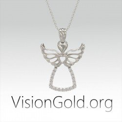 Angel Necklace - Catholic Necklace -Religious Necklace - Gold Coin Necklace - Dainty Necklace-Gold Pendant Necklace  0652