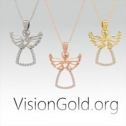 Angel Necklace - Catholic Necklace -Religious Necklace - Gold Coin Necklace - Dainty Necklace-Gold Pendant Necklace  0652