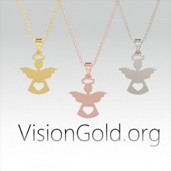 VisionGold.org®  κολιέ για μαμάδες|κολιέ με αγγελάκι για μαμά 0641