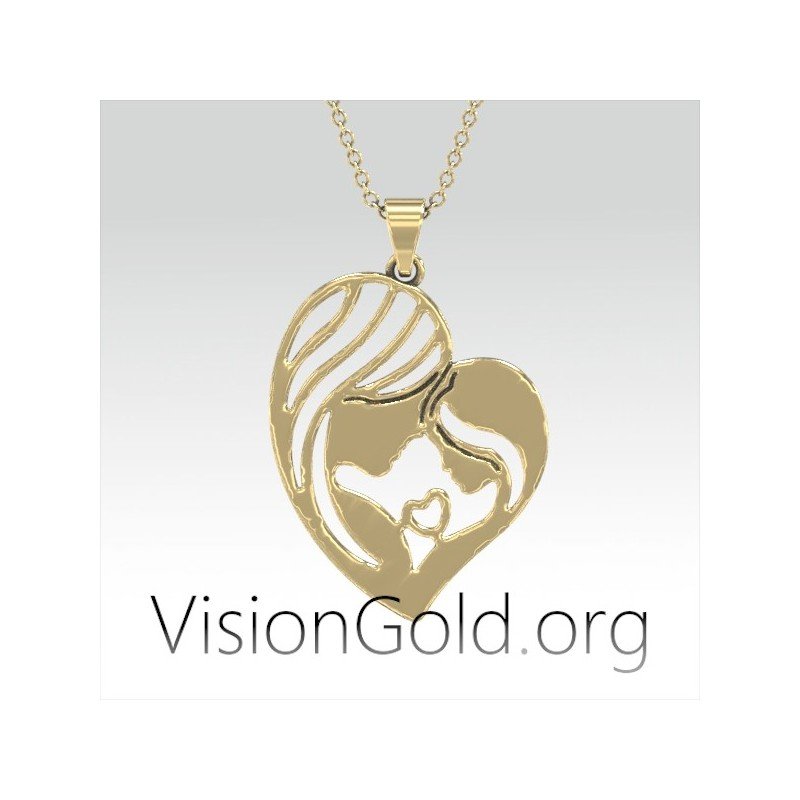 VisionGold.org® Collar Mamá e Hija|Collares para Mamás|Joyería Madre 0640