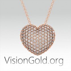 Pave Heart Necklace by VisionGold.org® | Minimalist Necklace | Dainty Necklace | Gift for Her | Bridesmaid Gifts 0617