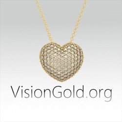 Pave Heart Necklace by VisionGold.org® | Minimalist Necklace | Dainty Necklace | Gift for Her | Bridesmaid Gifts 0617