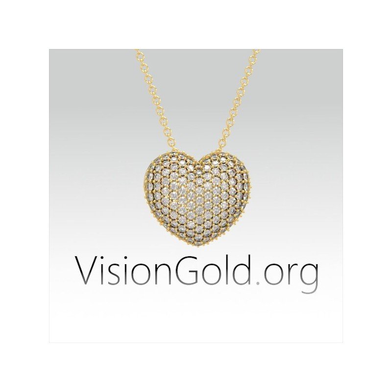 Pave Heart Necklace by VisionGold.org® | Minimalist Necklace | Dainty Necklace | Gift for Her | Bridesmaid Gifts 0617