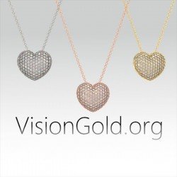 Pave Heart Necklace by VisionGold.org® | Minimalist Necklace | Dainty Necklace | Gift for Her | Bridesmaid Gifts 0617