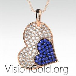 Visiongold.Org® Γυναικειο Κρεμαστο Κολιε Με Διπλη Καρδια|Κολιε Καρδια Για Ζευγαρια 0587