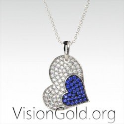 Visiongold.Org® Женское колье с подвеской в ​​виде двойного сердца|Ожерелье для пары в форме сердца 0587