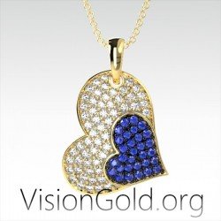 Visiongold.Org® Γυναικειο Κρεμαστο Κολιε Με Διπλη Καρδια|Κολιε Καρδια Για Ζευγαρια 0587