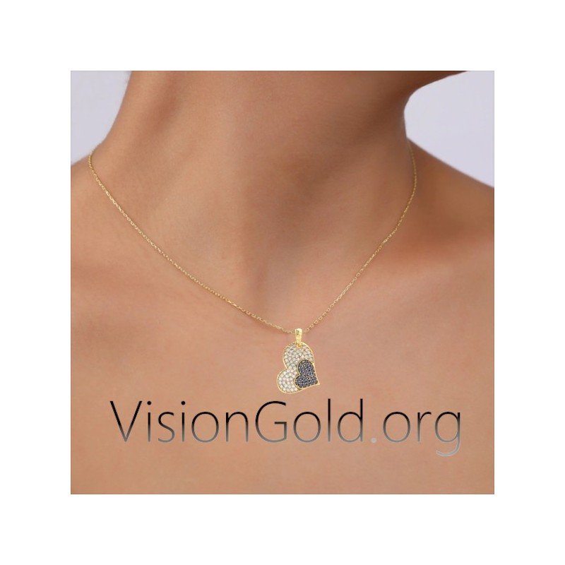 Visiongold.Org® Γυναικειο Κρεμαστο Κολιε Με Διπλη Καρδια|Κολιε Καρδια Για Ζευγαρια 0587