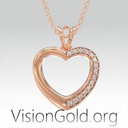 COLLAR CORAZON CON PIEDRAS ZIRCONITAS PLATA 925|VisionGold.org®-0547