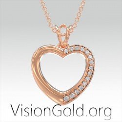 Zircon Heart Necklace, Gold Heart Necklace, Silver Heart Necklace, Minimalist Necklace, Love Necklace 0547