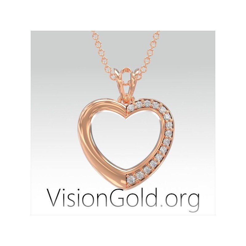 ΚΟΛΙΕ ΚΑΡΔΙΑ ΜΕ ΠΕΤΡΕΣ ΖΙΡΓΚΟΝ ΑΣΗΜΙ 925|VisionGold.org®-0547