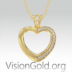 COLLAR CORAZON CON PIEDRAS ZIRCONITAS PLATA 925|VisionGold.org®-0547