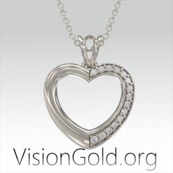 ΚΟΛΙΕ ΚΑΡΔΙΑ ΜΕ ΠΕΤΡΕΣ ΖΙΡΓΚΟΝ ΑΣΗΜΙ 925|VisionGold.org®-0547