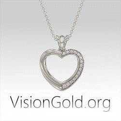 ΚΟΛΙΕ ΚΑΡΔΙΑ ΜΕ ΠΕΤΡΕΣ ΖΙΡΓΚΟΝ ΑΣΗΜΙ 925|VisionGold.org®-0547