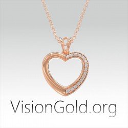 ΚΟΛΙΕ ΚΑΡΔΙΑ ΜΕ ΠΕΤΡΕΣ ΖΙΡΓΚΟΝ ΑΣΗΜΙ 925|VisionGold.org®-0547