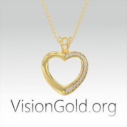 ΚΟΛΙΕ ΚΑΡΔΙΑ ΜΕ ΠΕΤΡΕΣ ΖΙΡΓΚΟΝ ΑΣΗΜΙ 925|VisionGold.org®-0547