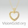Zircon Heart Necklace, Gold Heart Necklace, Silver Heart Necklace, Minimalist Necklace, Love Necklace 0547
