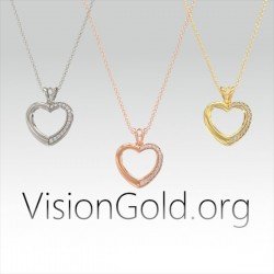 ΚΟΛΙΕ ΚΑΡΔΙΑ ΜΕ ΠΕΤΡΕΣ ΖΙΡΓΚΟΝ ΑΣΗΜΙ 925|VisionGold.org®-0547