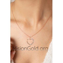 ΚΟΛΙΕ ΚΑΡΔΙΑ ΜΕ ΠΕΤΡΕΣ ΖΙΡΓΚΟΝ ΑΣΗΜΙ 925|VisionGold.org®-0547