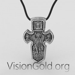 Χριστιανικο Κοσμημα Διπλης Οψεως Μενταγιον Με Τον Ιησου  Και Τον Αρχαγγελο Μιχαηλ Στην Πισω Οψη   0112