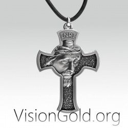 Colgante de cruz con Jesús - Joyería temática ortodoxa 0145