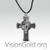 INRI Jesus Cross Sterling Silver Pendant Necklace Religion Vintage Men's Cross Necklace Jewelry