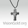 INRI Jesus Cross Sterling Silver Pendant Necklace Religion Vintage Men's Cross Necklace Jewelry