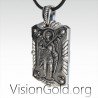 Archangel Saint Michael Silver Medallion, Orthodox Shield Archangel Pendant, St Micheal Necklace, St Michael 0147