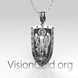 Ορθοδοξο Χριστιανικο Κολιε Με Τον Αρχαγγελο Μιχαηλ-Χριστιανικα Κοσμηματα Visiongold 0148