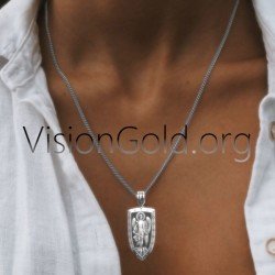 Ορθοδοξο Χριστιανικο Κολιε Με Τον Αρχαγγελο Μιχαηλ-Χριστιανικα Κοσμηματα Visiongold 0148