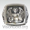 Saint St. Michael the Archangel Sterling Silver 925 mens Ring Handcrafted 0528