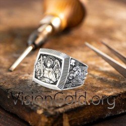Ανδρικό Δαχτυλίδι φυλαχτό με τον αρχάγγελο Μιχαήλ - εκκλησιαστικά είδη - εκκλησιαστικό δαχτυλίδι 0528
