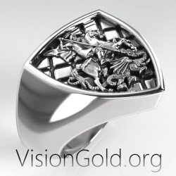 Ανδρικό Δαχτυλίδι με τον Άγιο Γεώργιο | εκκλησιαστικά είδη| εκκλησιαστικό δαχτυλίδι 0530