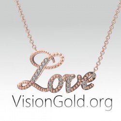 Damen Liebeskette mit Zirkonia Steinen | Valentinstag Geschenk| Damen Halskette VisionGold.org® 0515