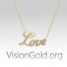 Solid Gold Love Necklace, Love Gold Pendant, Christmas Gift, Girlfriend Gift, Birthday Gift, Valentines Day Gift 0515