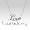 Solid Gold Love Necklace, Love Gold Pendant, Christmas Gift, Girlfriend Gift, Birthday Gift, Valentines Day Gift 0515