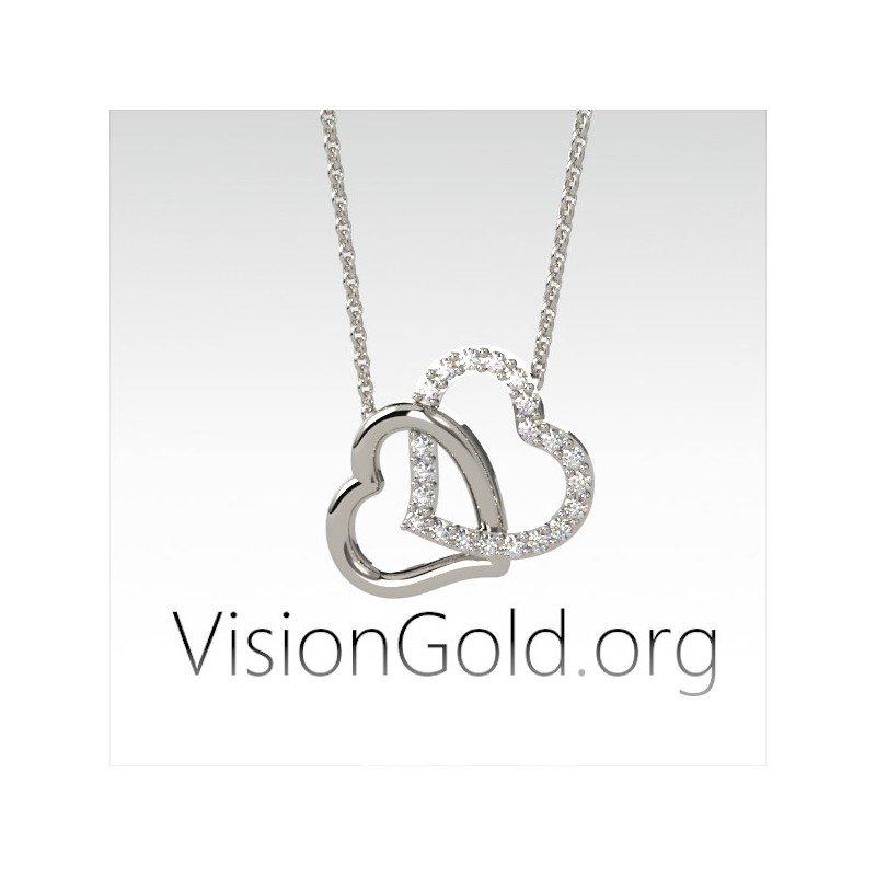 Collar doble corazón para enamorados| VisionGold.org® 0500 Regalos de San Valentín