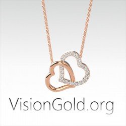 Κολιέ Διπλή καρδιά για ερωτευμένους| δώρα για τη γιορτή του Αγίου Βαλεντίνου VisionGold.org® 0500