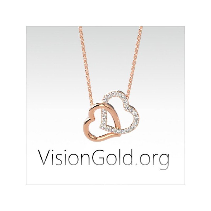 Collar doble corazón para enamorados| VisionGold.org® 0500 Regalos de San Valentín