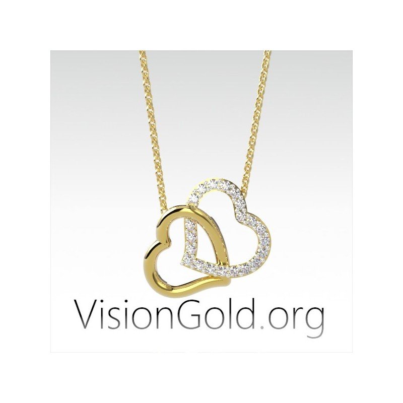 Collar doble corazón para enamorados| VisionGold.org® 0500 Regalos de San Valentín
