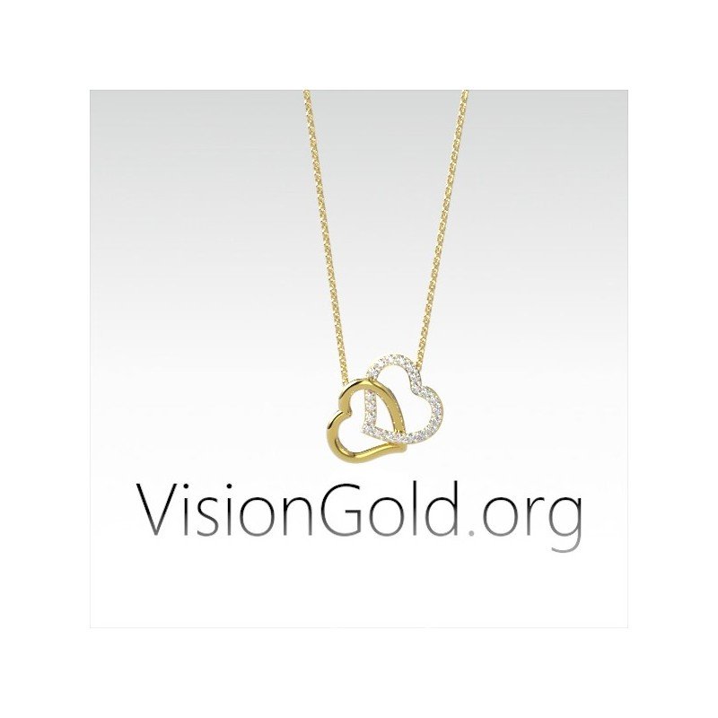 Collar doble corazón para enamorados| VisionGold.org® 0500 Regalos de San Valentín
