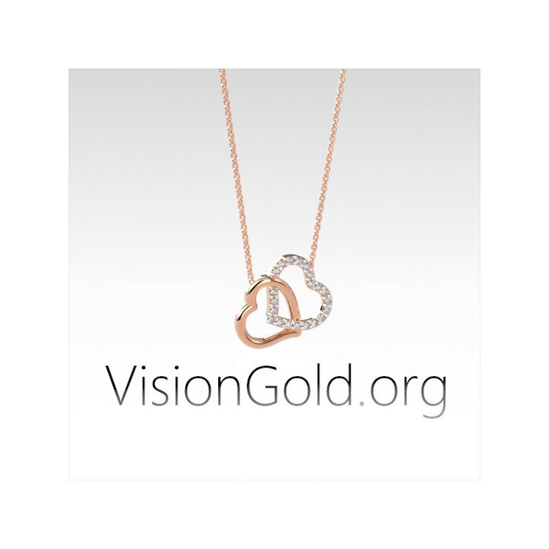 Collar doble corazón para enamorados| VisionGold.org® 0500 Regalos de San Valentín