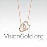 Two hearts necklace, Double hearts necklace, Rose gold entwined hearts, Rose gold filled chain, rose gold twin hearts 0500