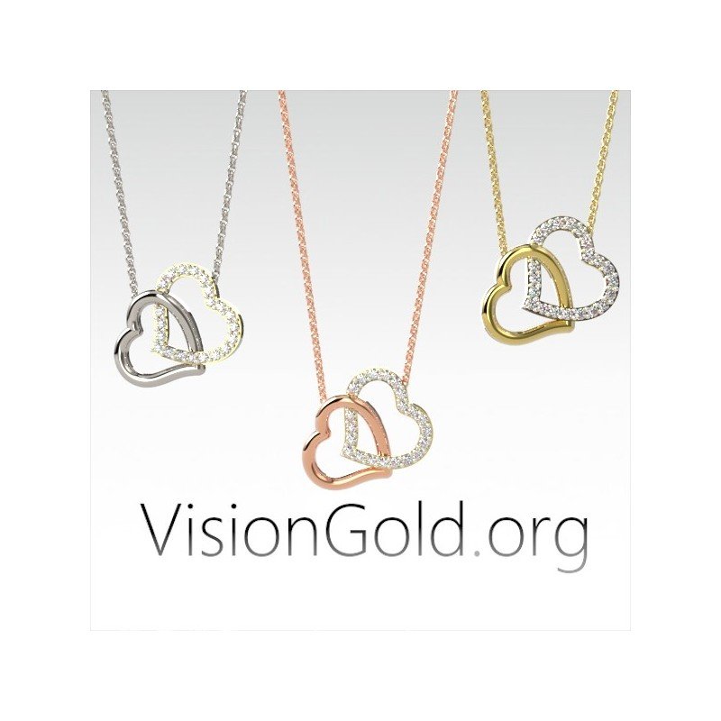 Collar doble corazón para enamorados| VisionGold.org® 0500 Regalos de San Valentín
