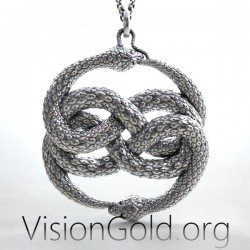 Collar de serpiente doble infinito para hombre especial único hecho a mano | Collar Hombre Visiongold.Org® 0154