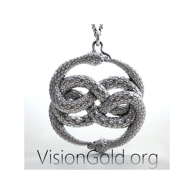 Ιδιαιτερο Μοναδικο Χειροποιητο Ανδρικο Κολιε Απειρο Διπλο Φιδι | Ανδρικα Κολιε Visiongold.Org®   0154