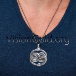 Ιδιαιτερο Μοναδικο Χειροποιητο Ανδρικο Κολιε Απειρο Διπλο Φιδι | Ανδρικα Κολιε Visiongold.Org®   0154