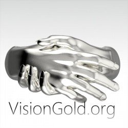 Hug Ring Silver Hugging Ring Lover Ring Love Hug Ring Adjustable Hands Ring Love Hugging Hands 0708